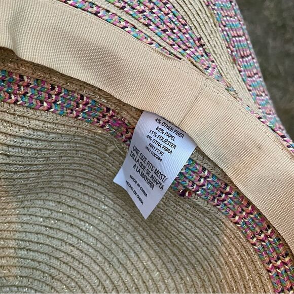 Straw hat with muted color stripe - Picture 4 of 9
